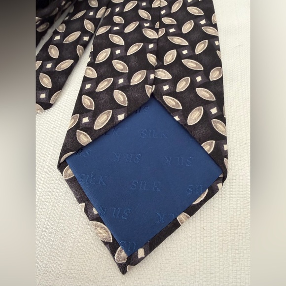 Carlos Devenezia Silk Tie Roma Barcelona Brown Geometric Classic(B123) - Picture 5 of 6